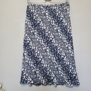 Anne Klein Silk Skirt Women's Size 4 Black Gray Floral Print Lined Midi